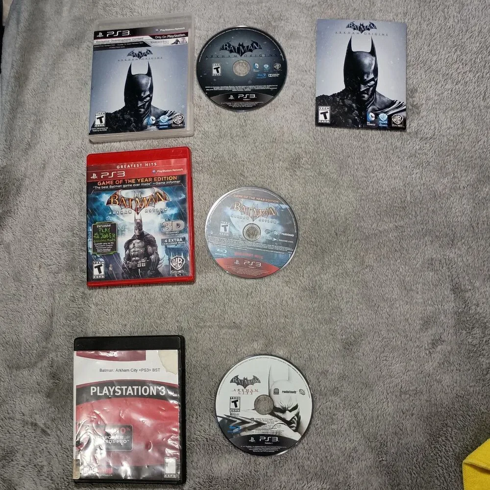 Batman 3 Games Lot Trilogy Arkham Origins W/ Manual Asylum City PlayStation PS3